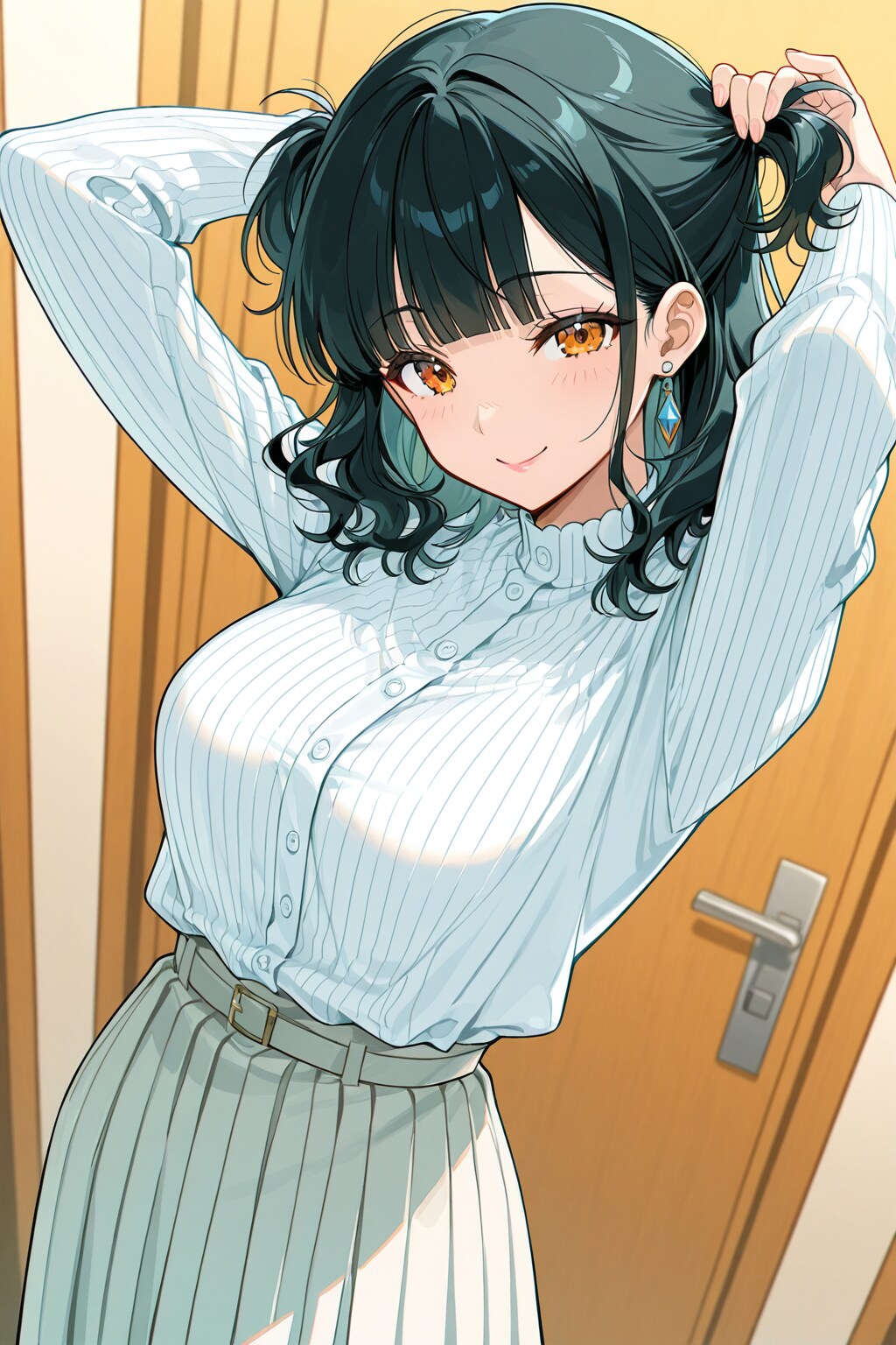 髪の毛を束ねる女の子