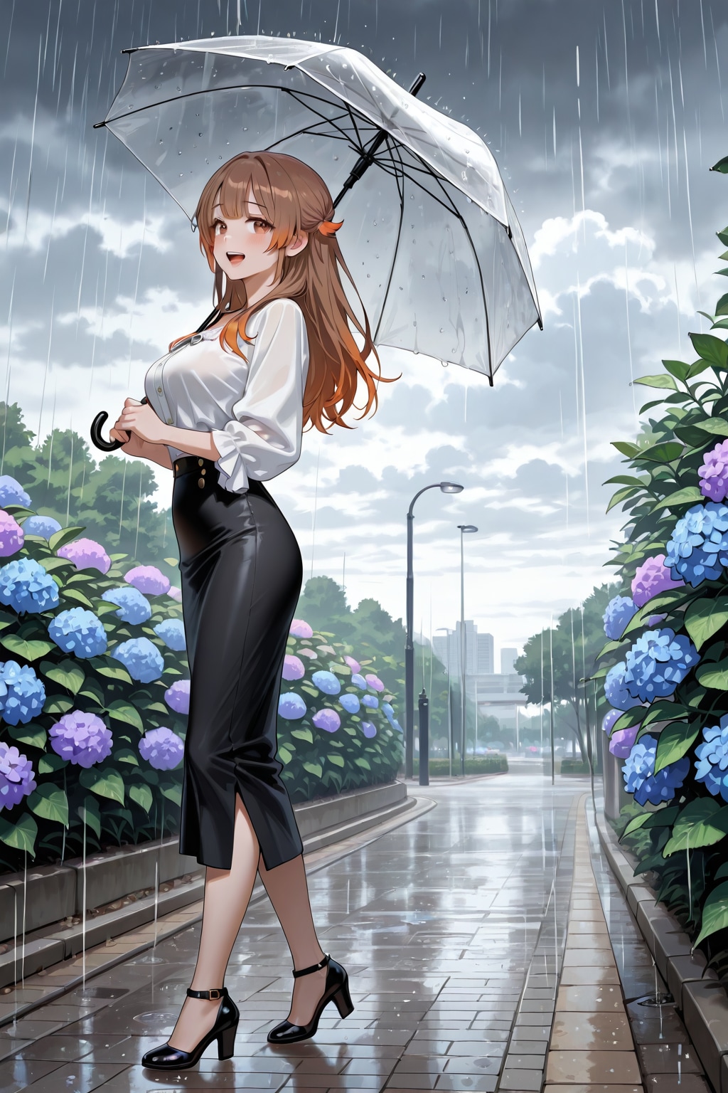 紫陽花の咲く公園で