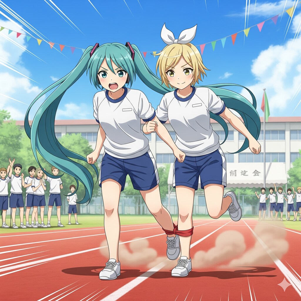 ミクさんリンさんと秋の運動会🏃