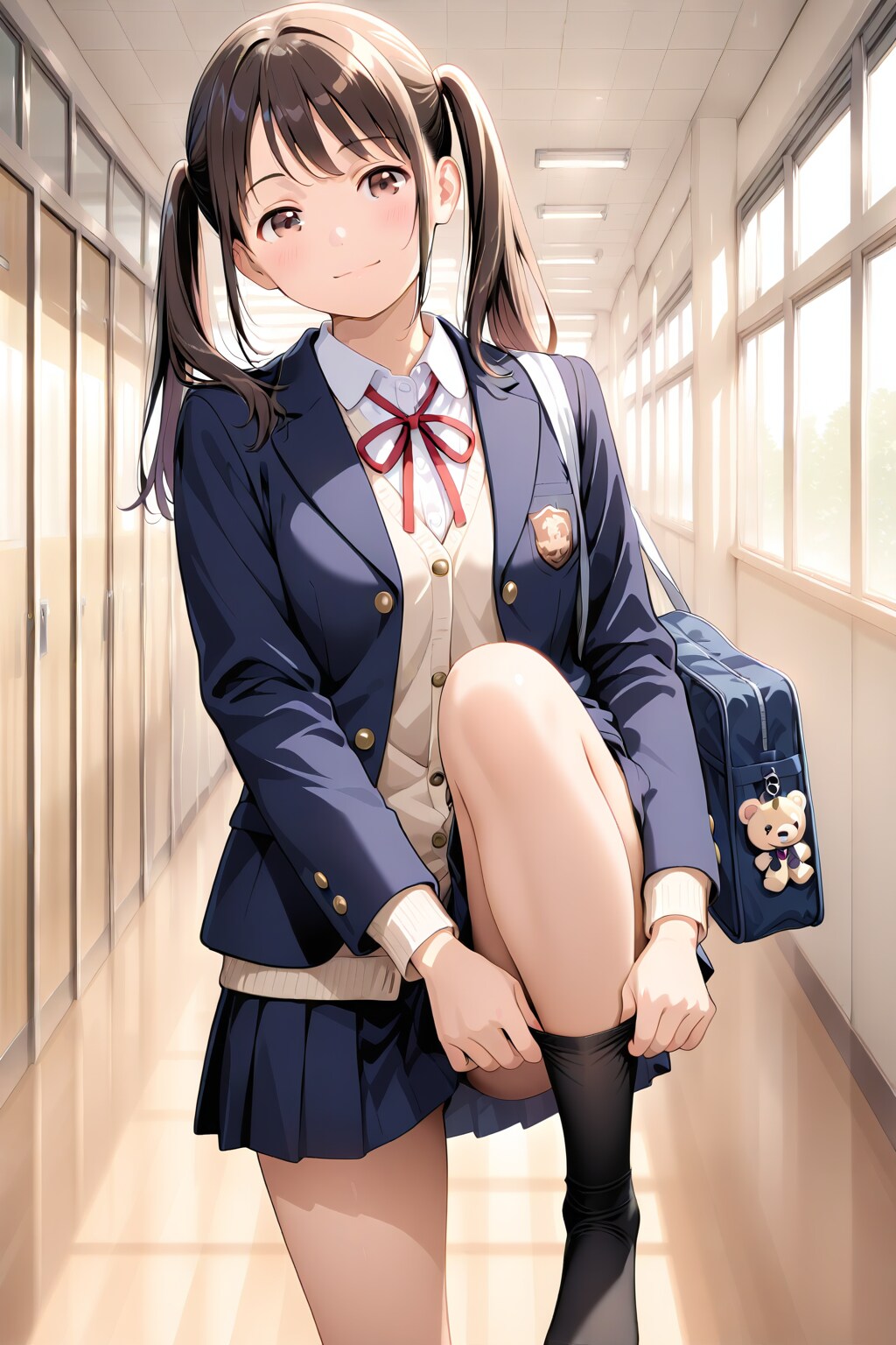 靴下を直す女の子