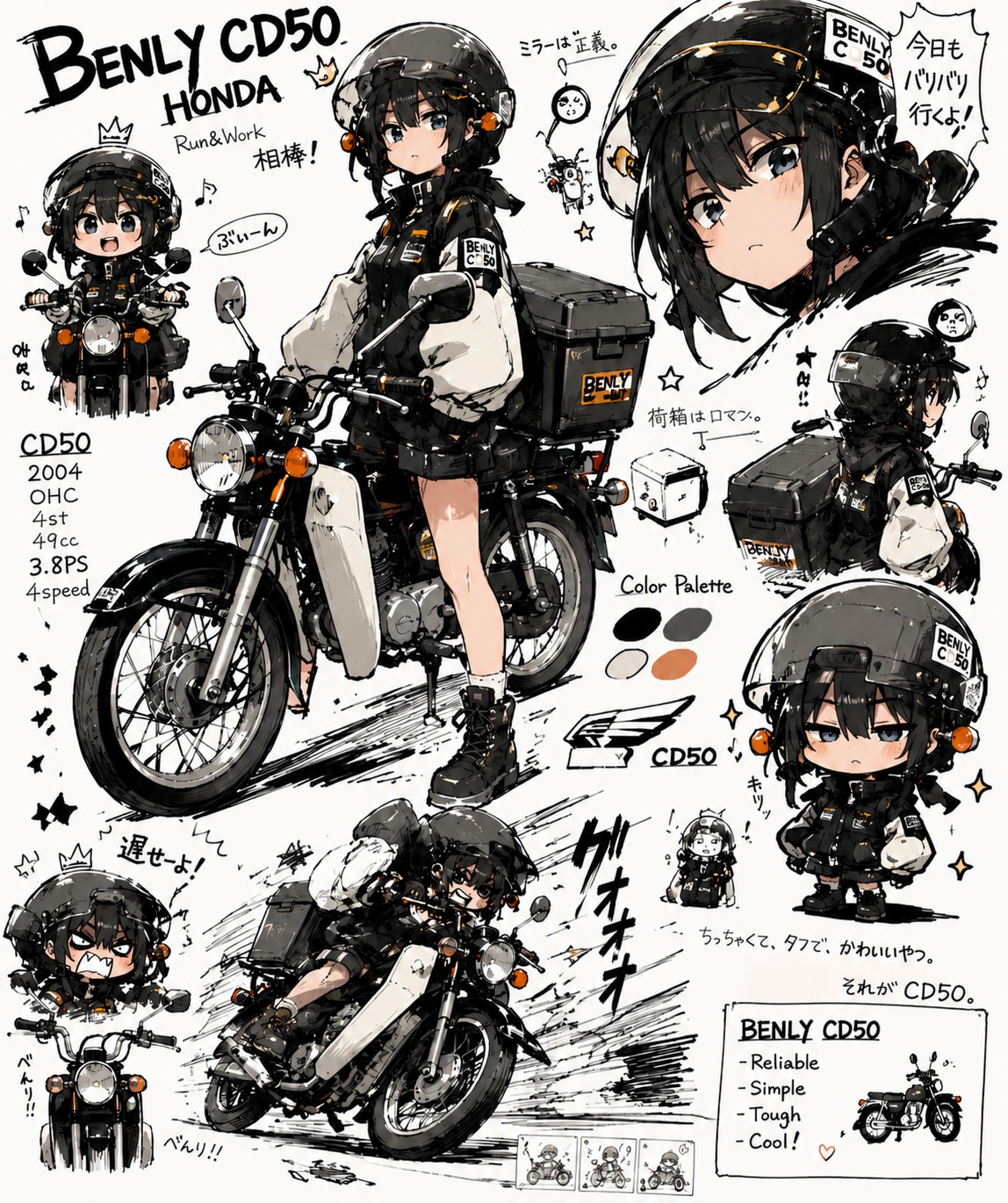 流行りのバイク擬人化プロンプト