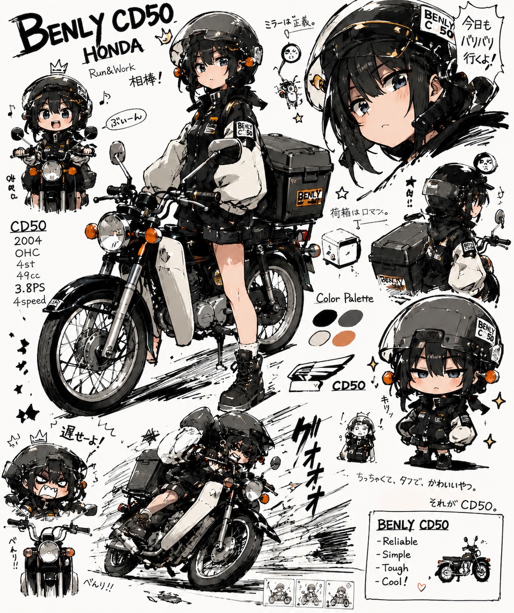 流行りのバイク擬人化プロンプト