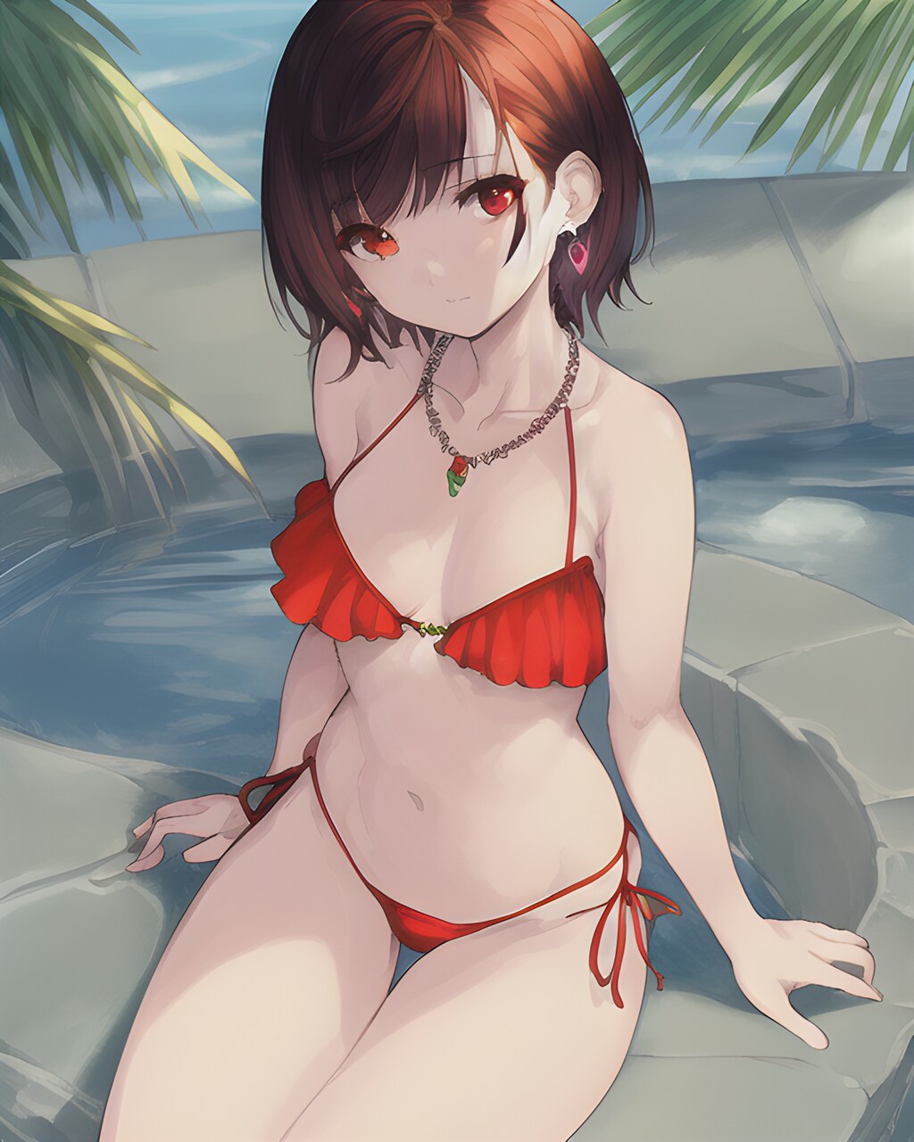 プールでビキニ少女