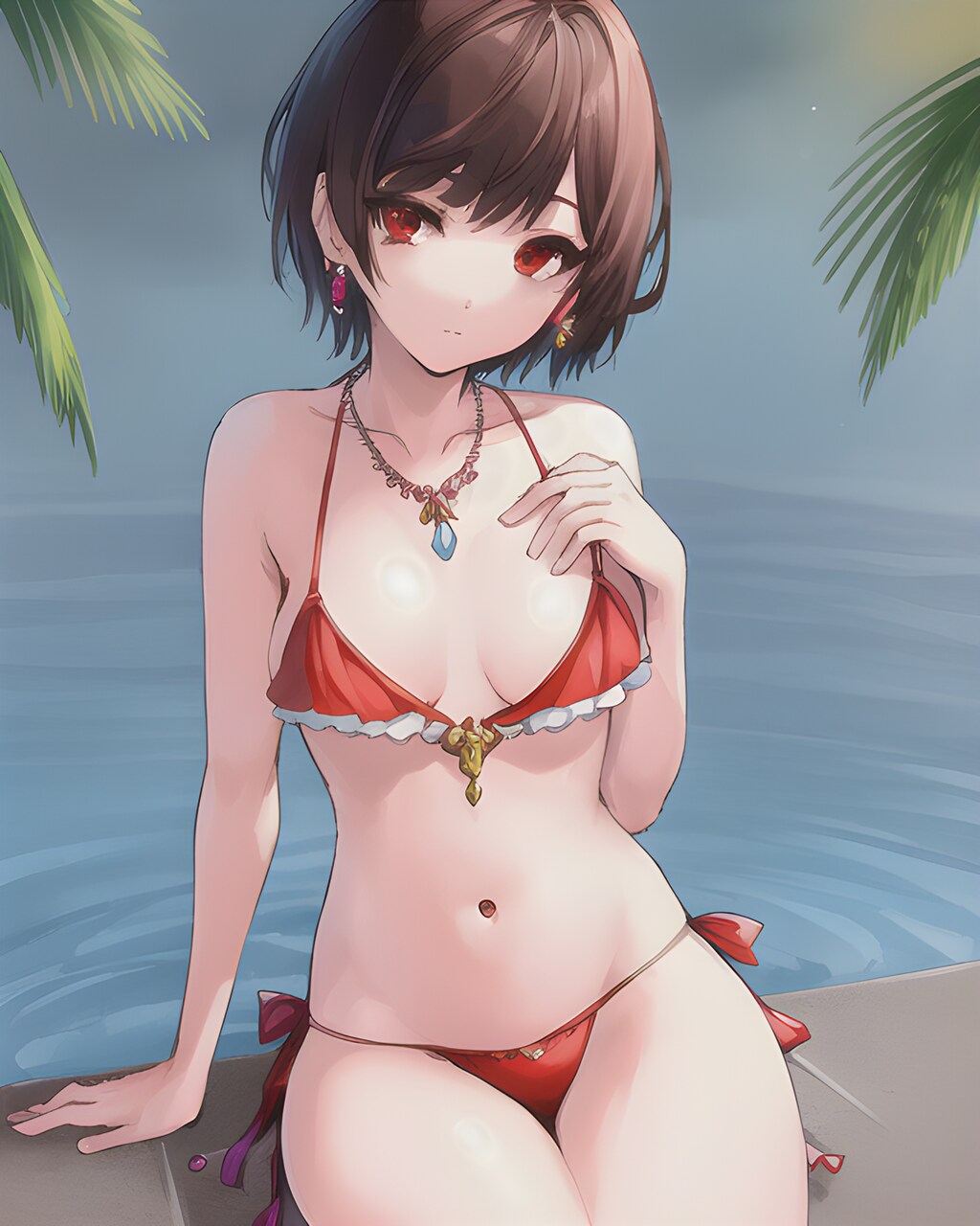 プールでビキニ少女