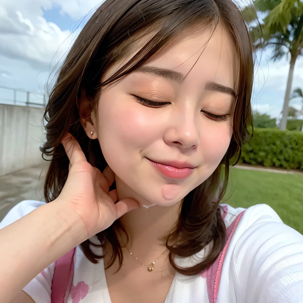 黒髪ロングでＴシャツの美女１７