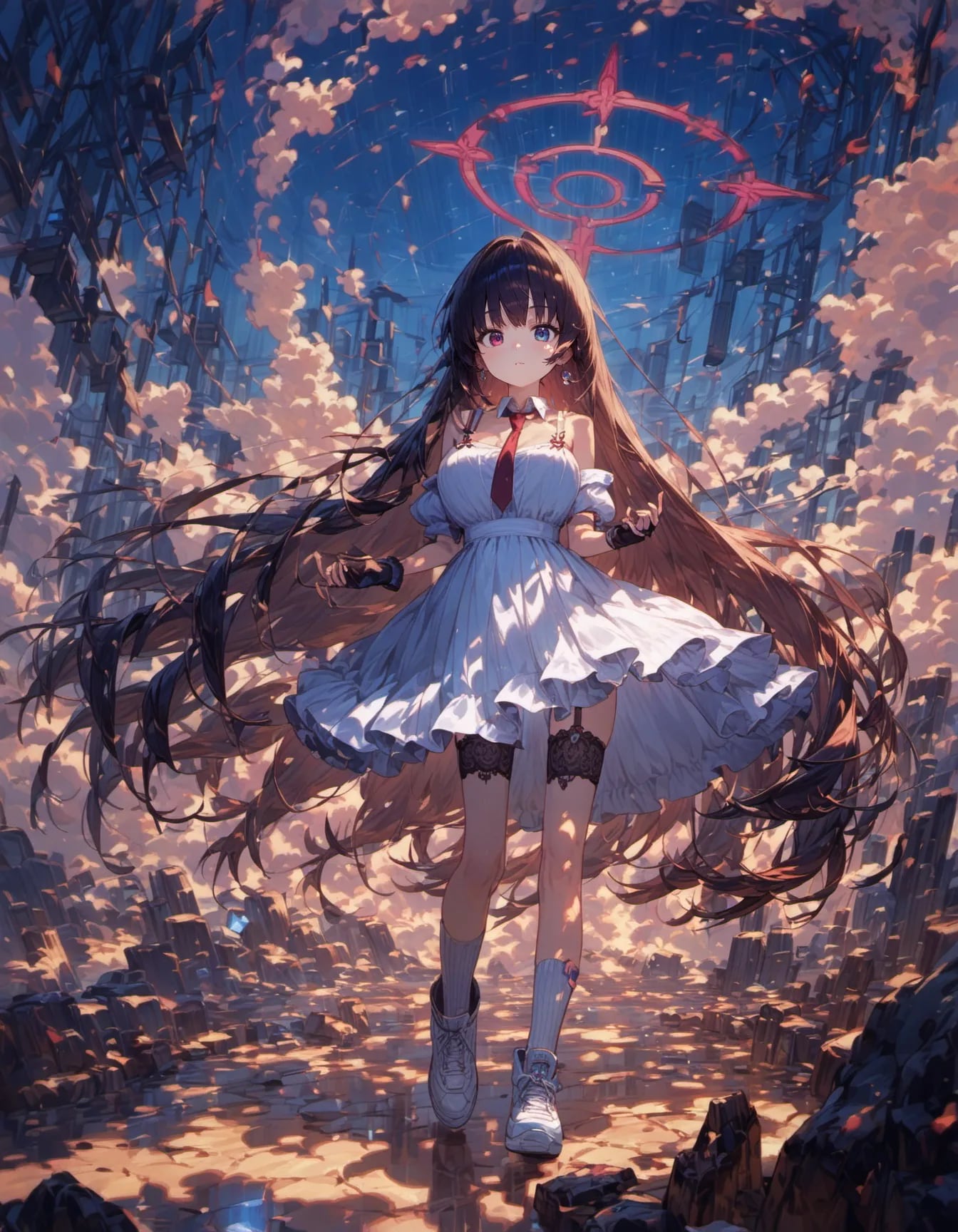 Crimson Halo Above the Ruins | の人気AIイラスト・グラビア