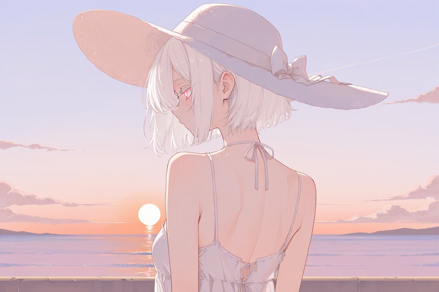 夕日と背中