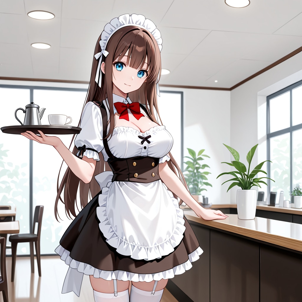 倉科沙織「カフェ・バレンシア」メイドバージョン | の人気AIイラスト・グラビア