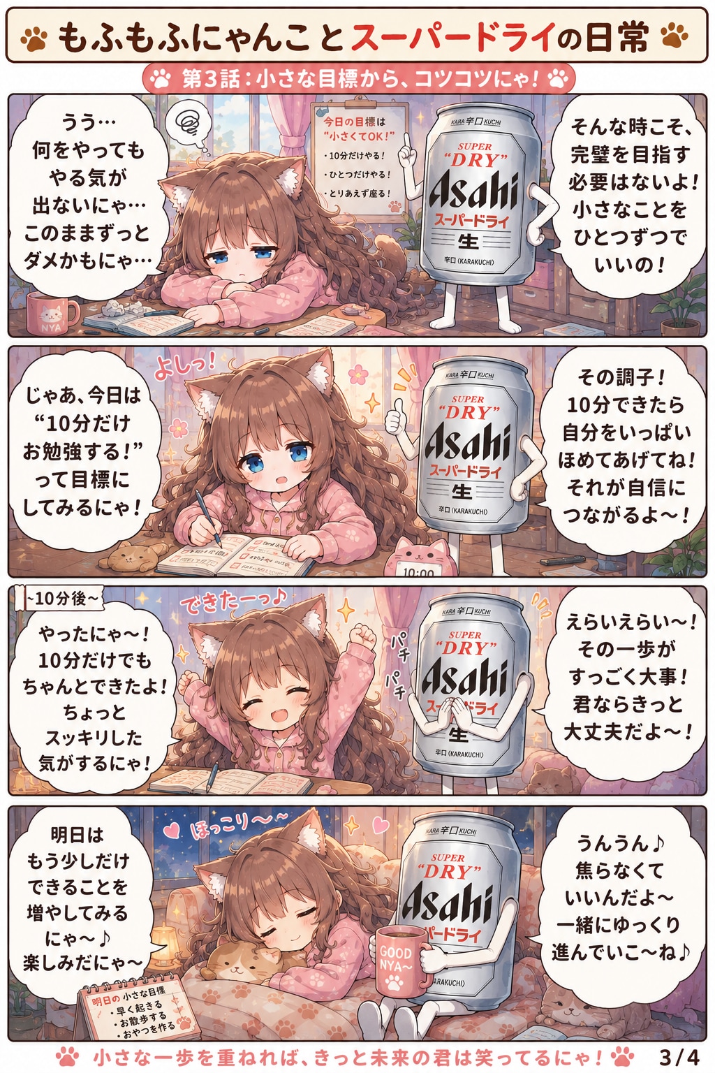 [五月病編]小さな女の子とスーパードライの４コマ漫画