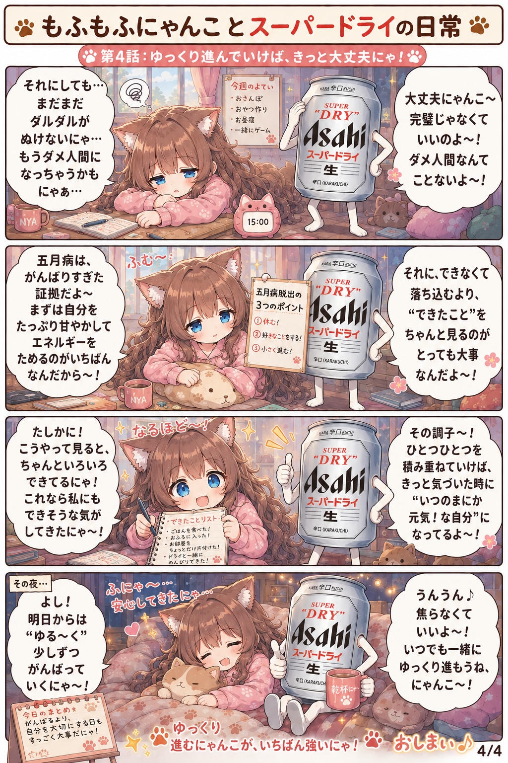 [五月病編]小さな女の子とスーパードライの４コマ漫画