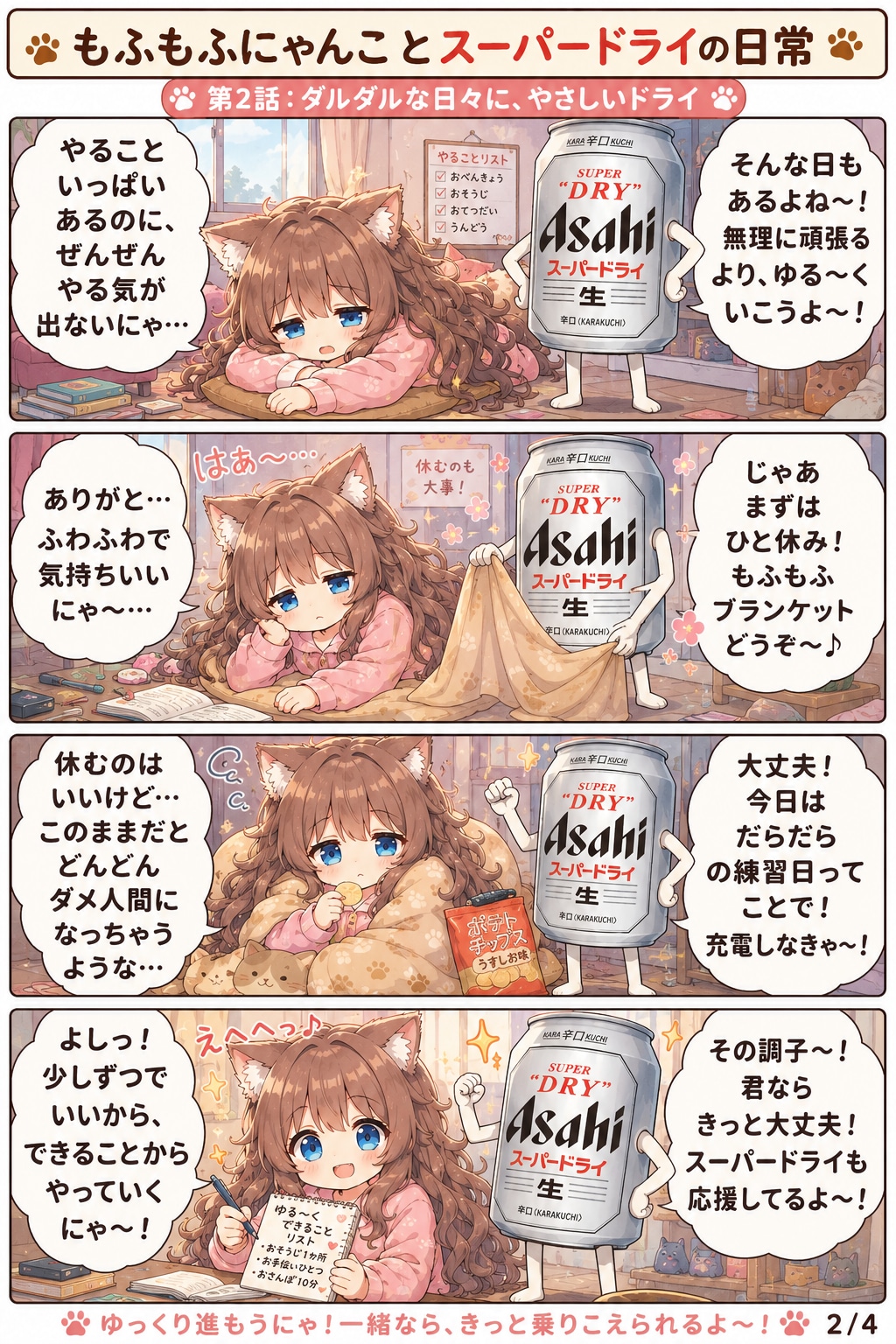[五月病編]小さな女の子とスーパードライの４コマ漫画