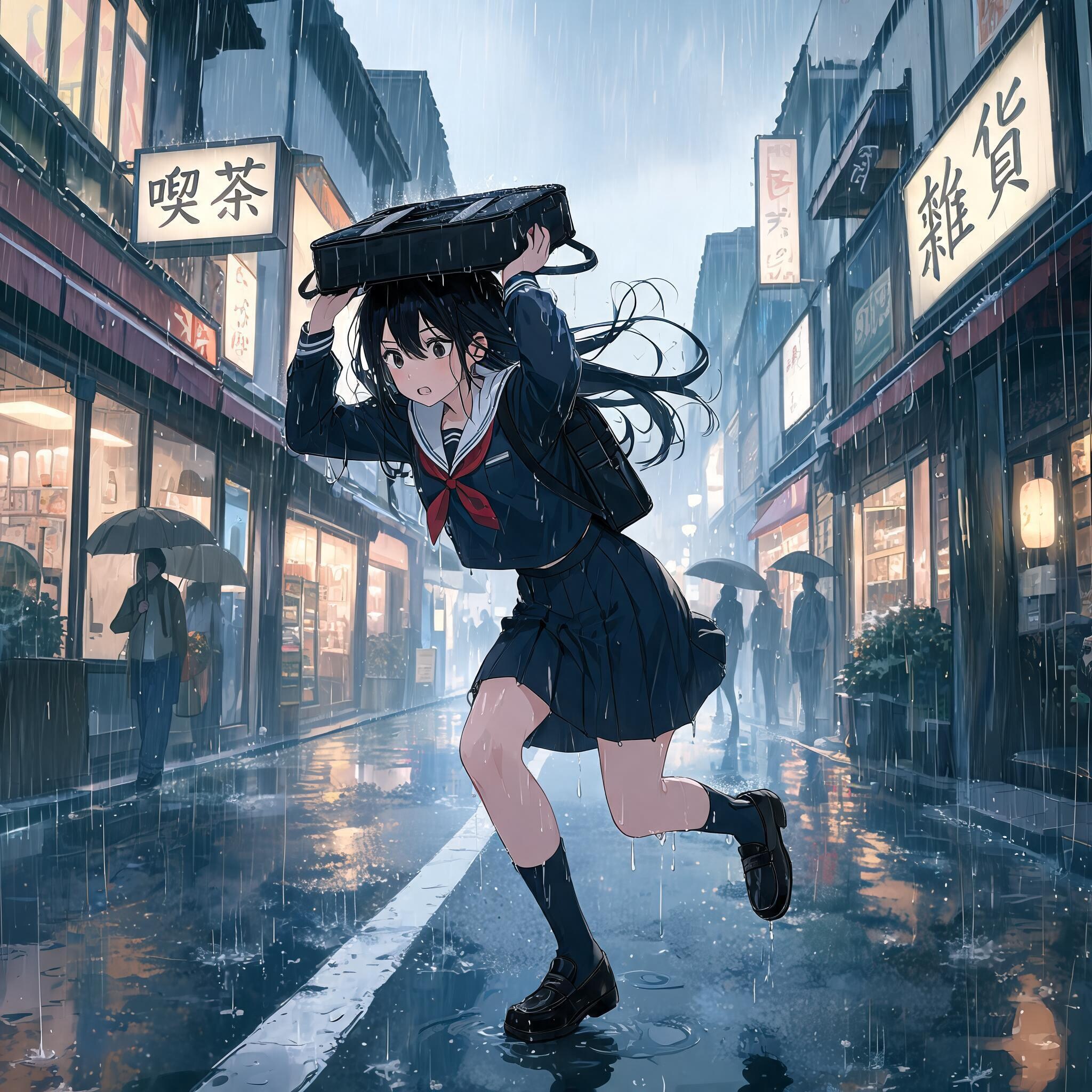 通り雨に遭遇 | の人気AIイラスト・グラビア