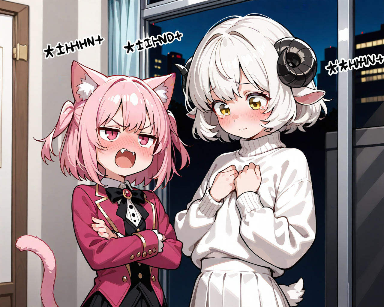 うちの企画部長（ねこちゃん）に叱られるメイちゃん | の人気AIイラスト・グラビア