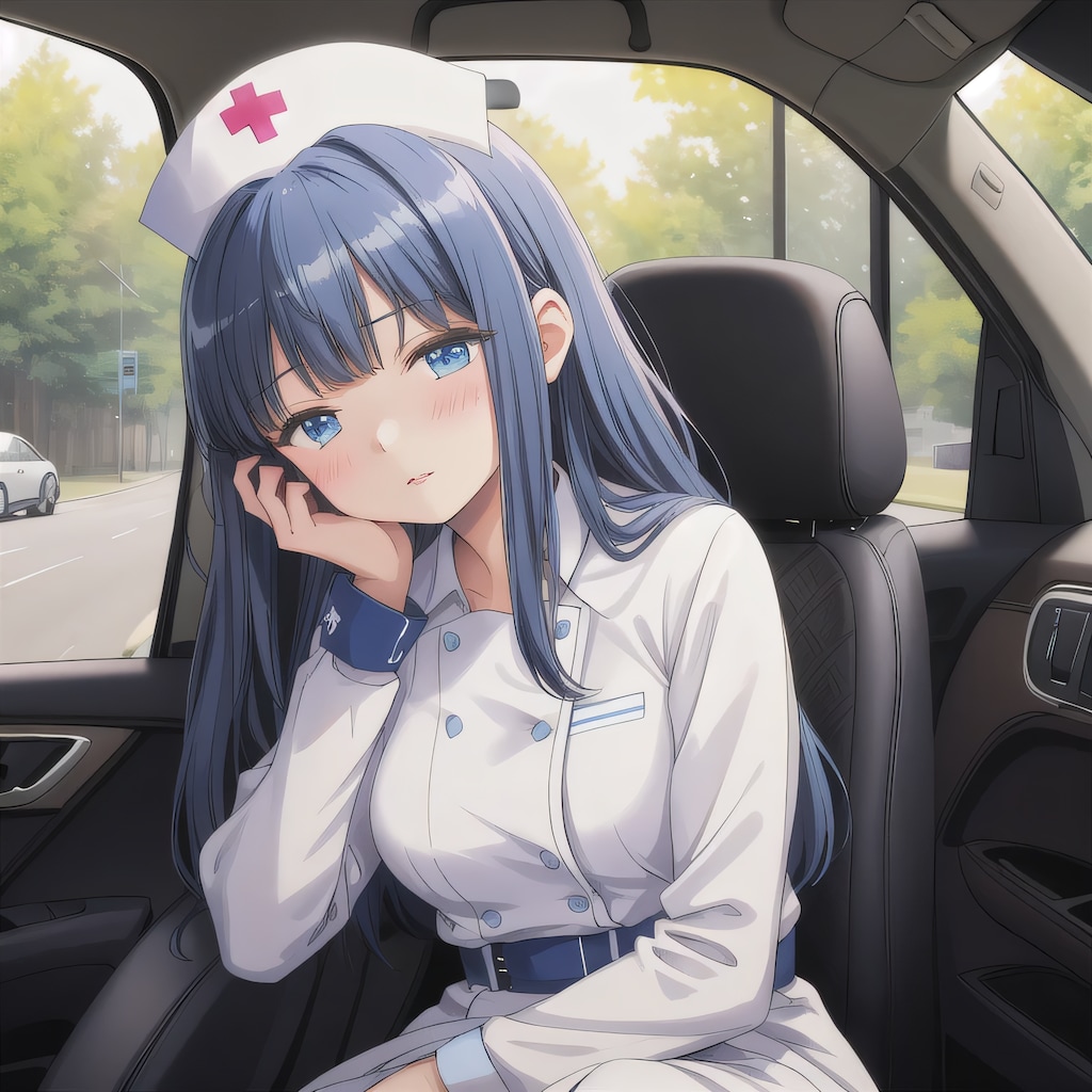 黒髪ロングで車内の少女２０