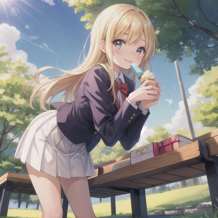 金髪ロングでブレザーの少女１８ | の人気AIイラスト・グラビア