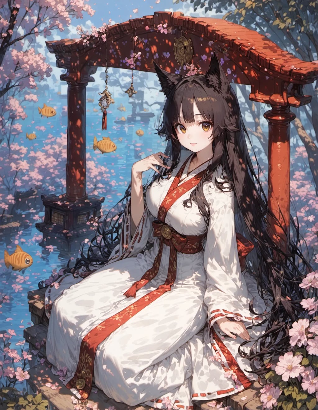 The Inari Princess by the Cherry Stream