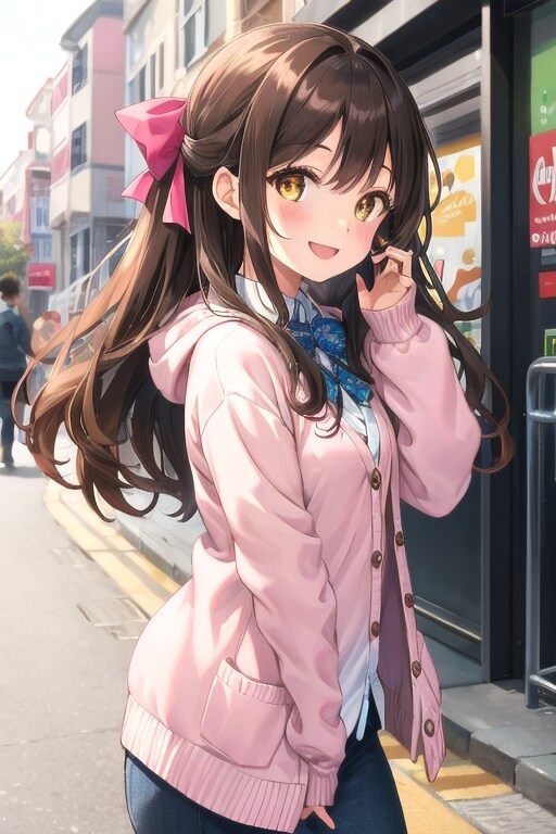 可愛いピンクカーディガンのなごみちゃん🫶🏻💗 | の人気AIイラスト・グラビア