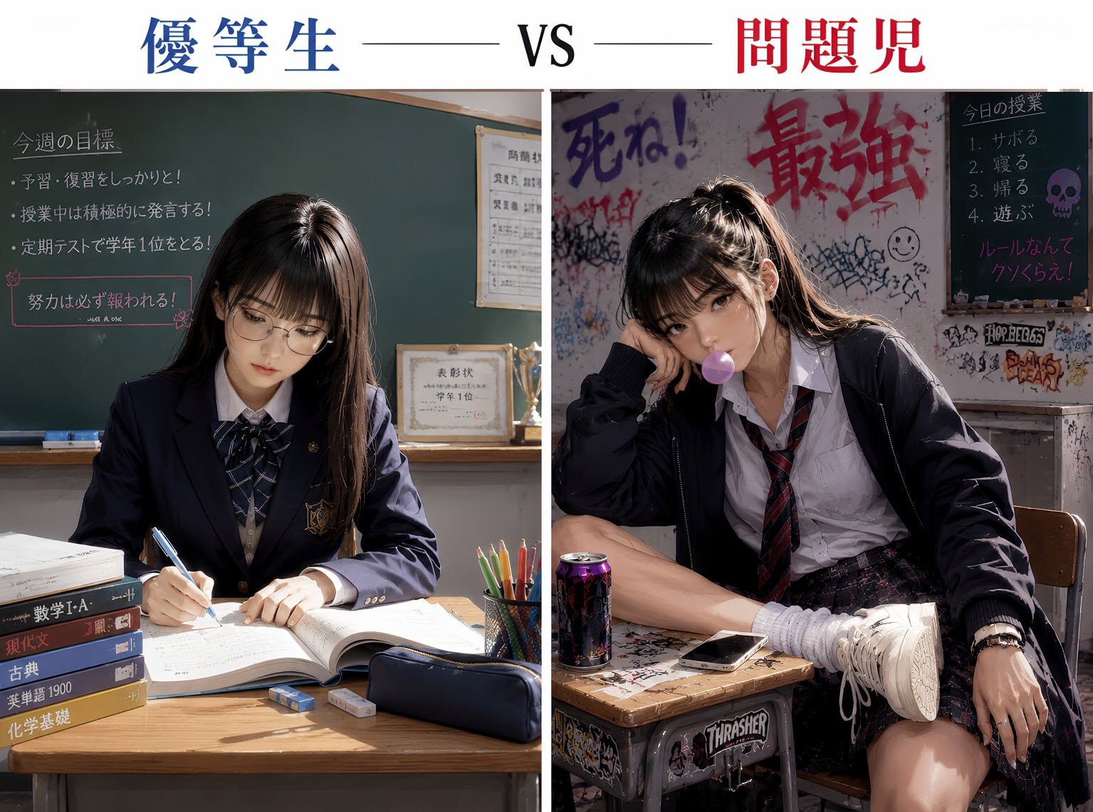 優等生 ↔ 問題児