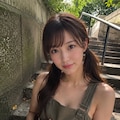 階段で座る女の子 2枚目