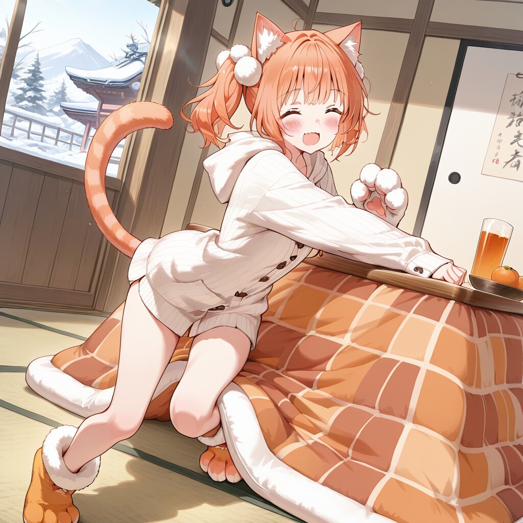 冬、こたつ、そして彼女は猫だった。