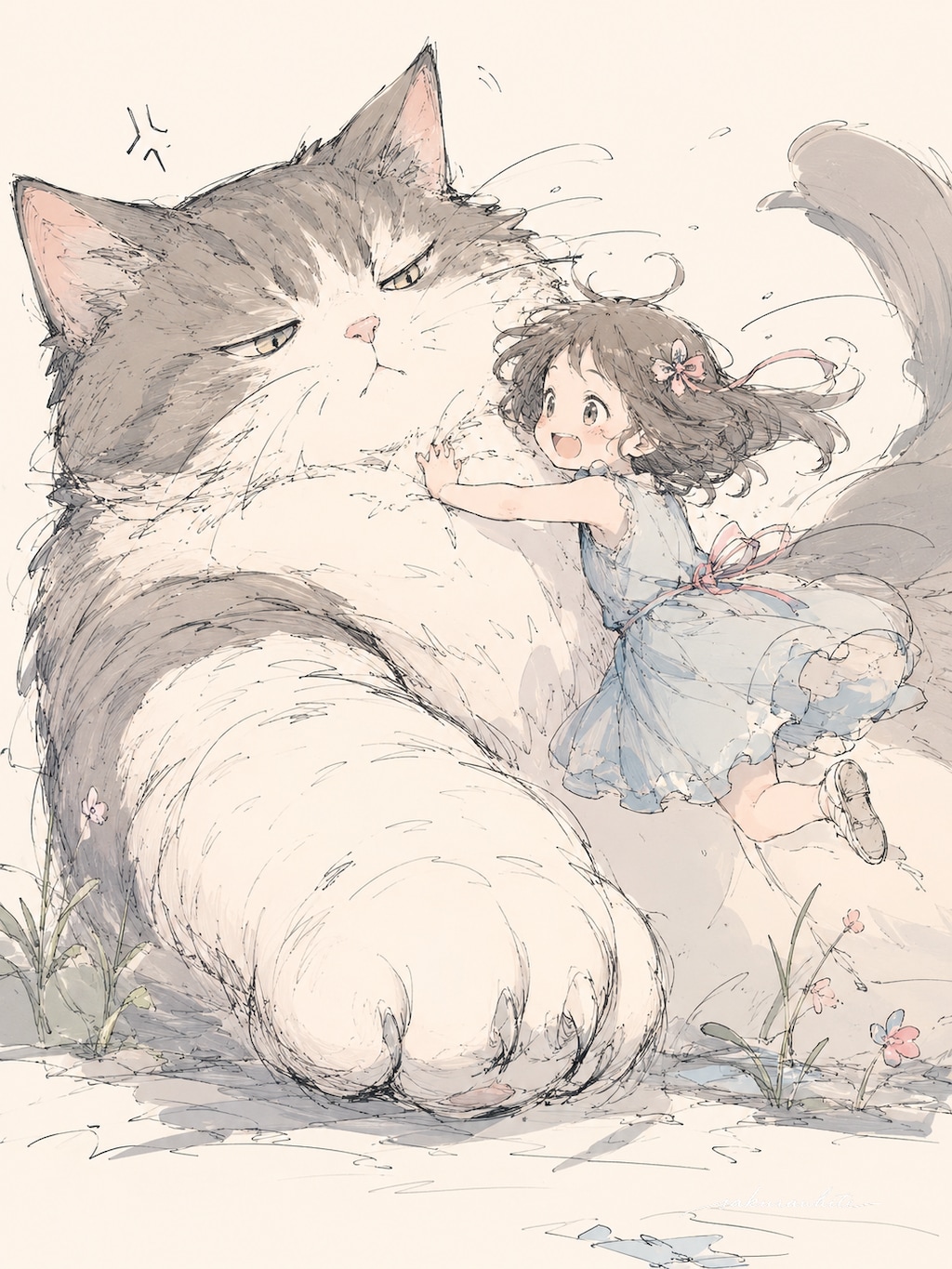 大きい猫といっしょ