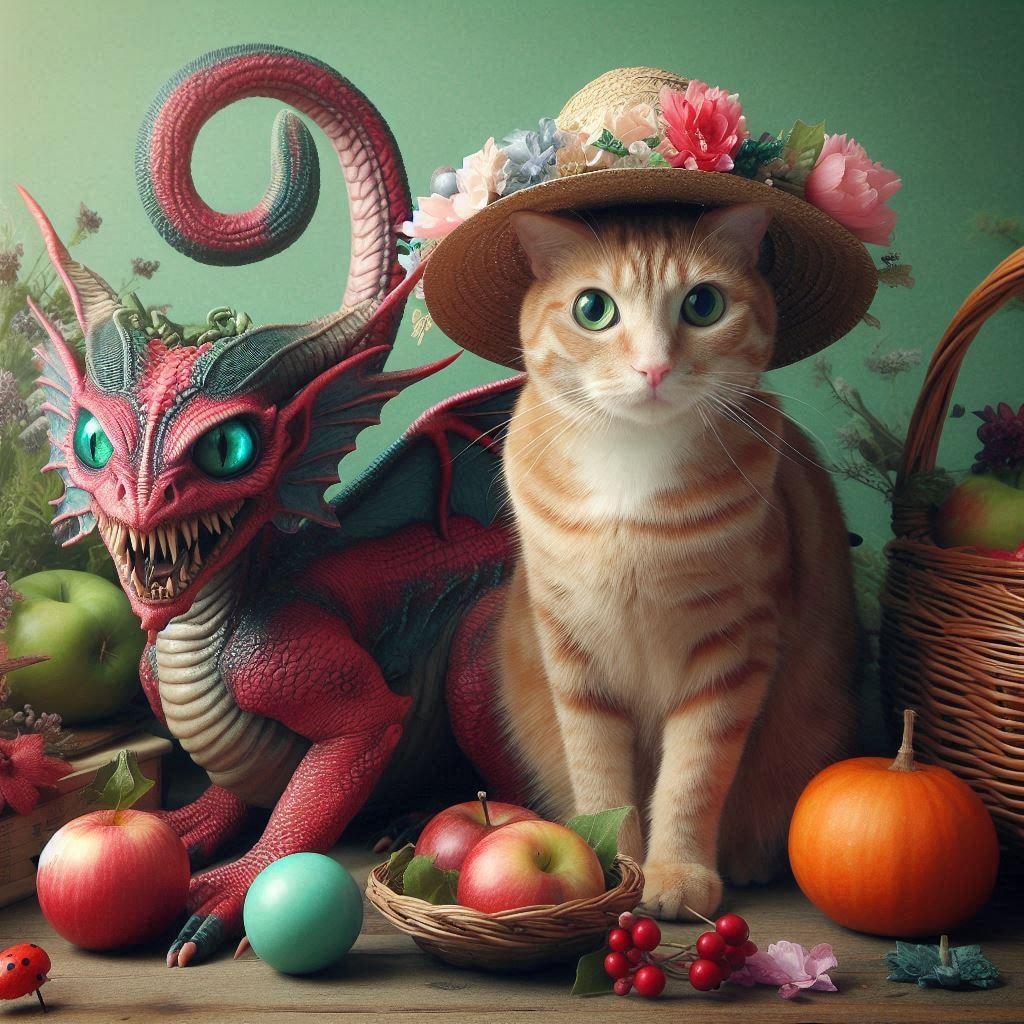 夏の幻想生物と猫