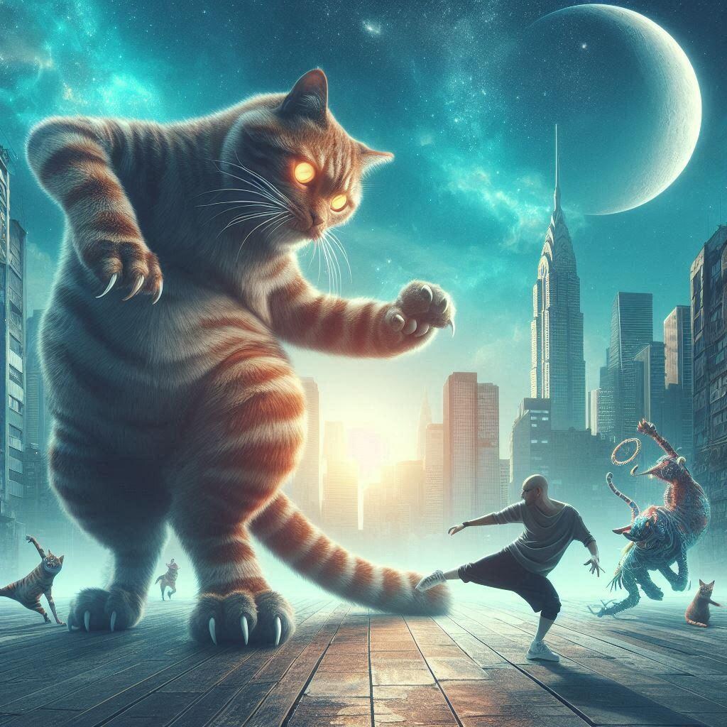 夏の幻想生物と猫