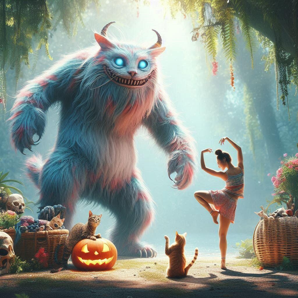 夏の幻想生物と猫