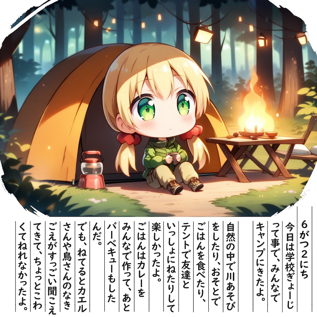 【絵日記】キャンプに行ったよ