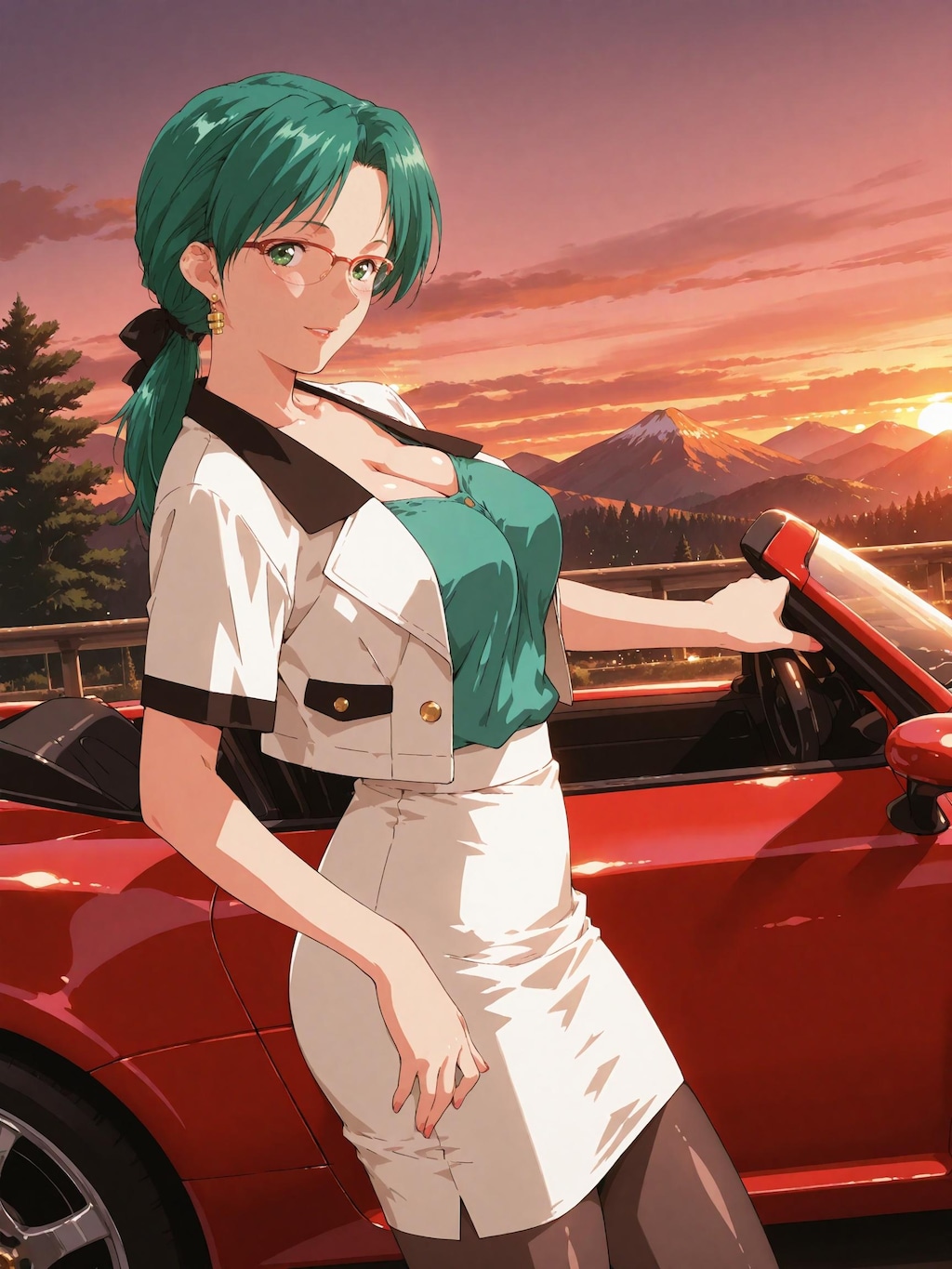 【スーパーリアル麻雀P7】蘭堂芹香：夕焼けと愛車と…