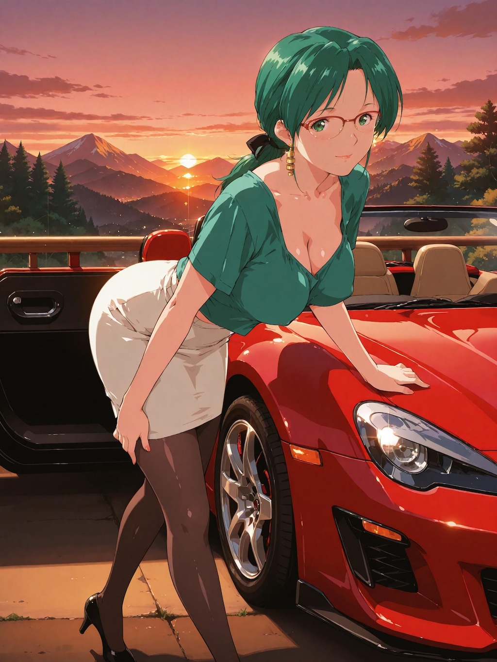 【スーパーリアル麻雀P7】蘭堂芹香：夕焼けと愛車と…