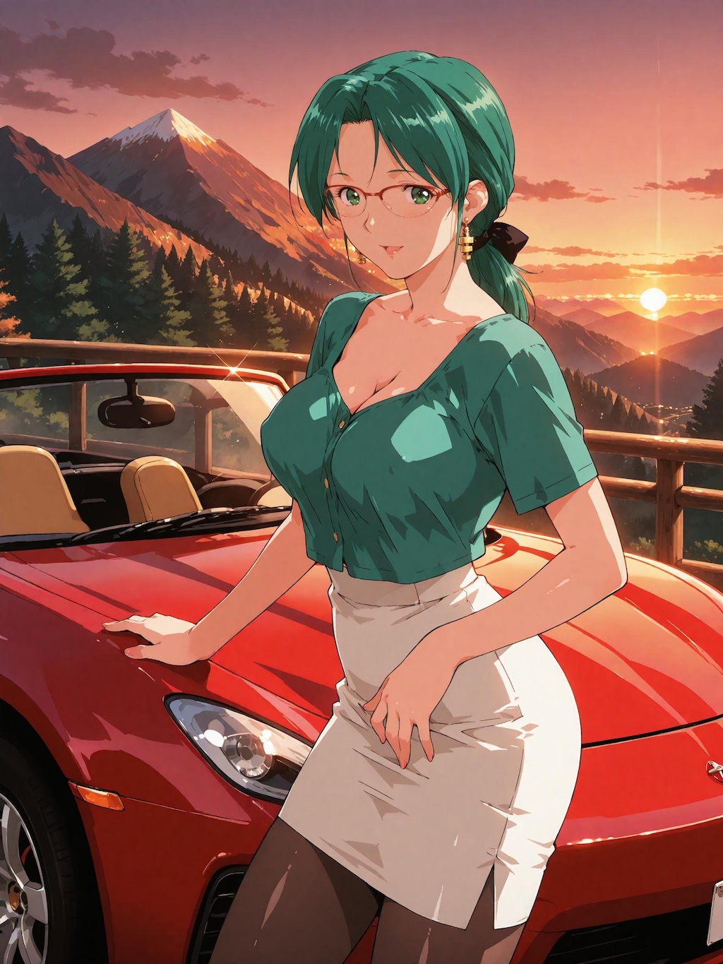 【スーパーリアル麻雀P7】蘭堂芹香：夕焼けと愛車と…