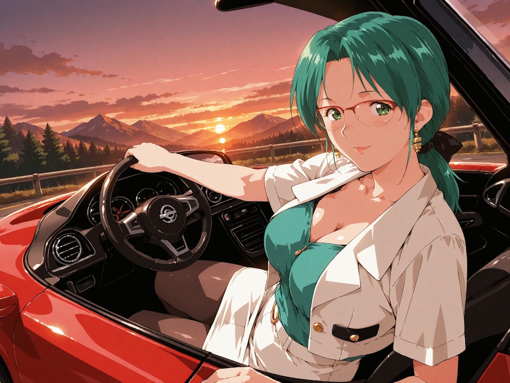 【スーパーリアル麻雀P7】蘭堂芹香：夕焼けと愛車と…