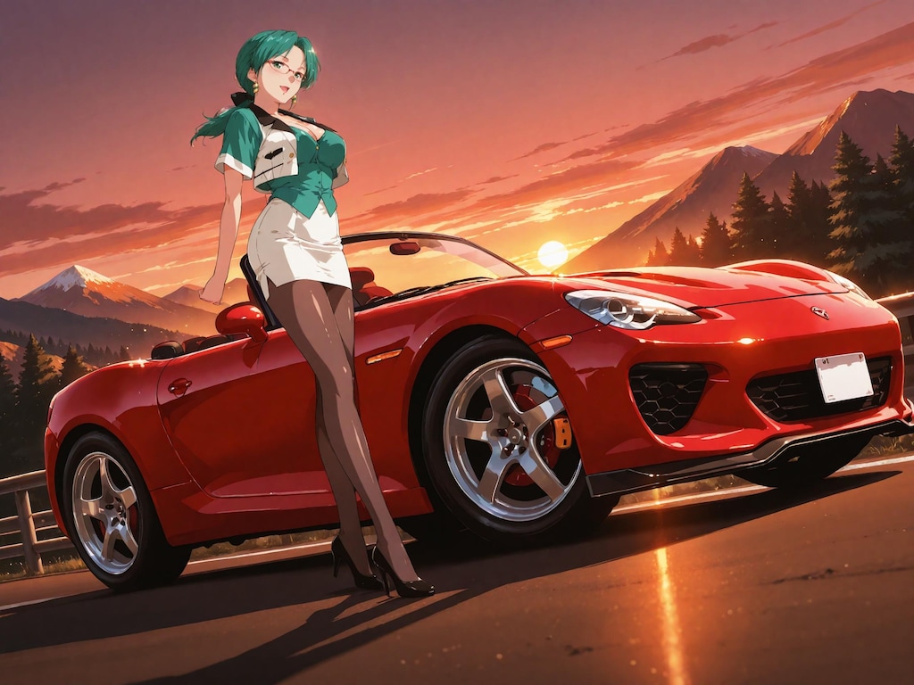 【スーパーリアル麻雀P7】蘭堂芹香：夕焼けと愛車と…