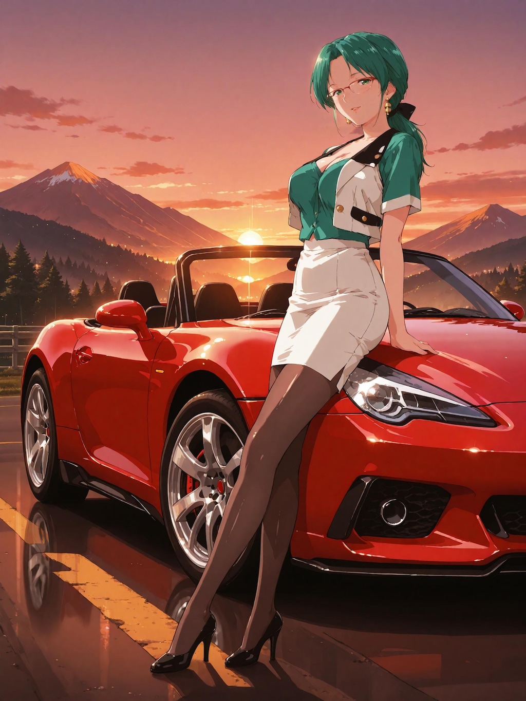 【スーパーリアル麻雀P7】蘭堂芹香：夕焼けと愛車と…