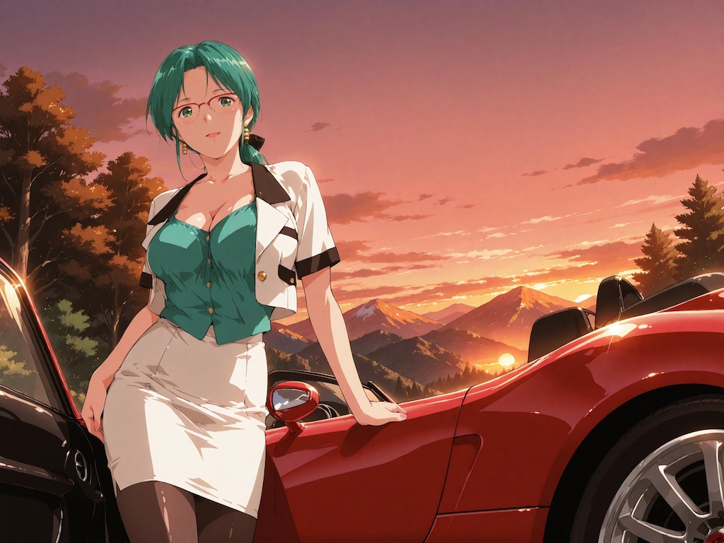 【スーパーリアル麻雀P7】蘭堂芹香：夕焼けと愛車と…