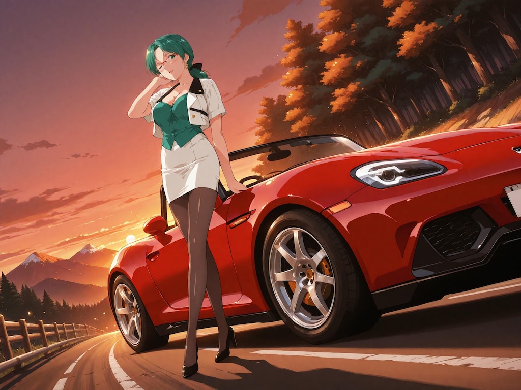 【スーパーリアル麻雀P7】蘭堂芹香：夕焼けと愛車と…