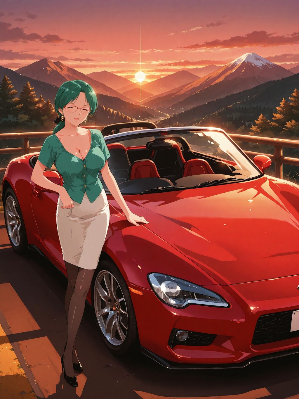 【スーパーリアル麻雀P7】蘭堂芹香：夕焼けと愛車と…