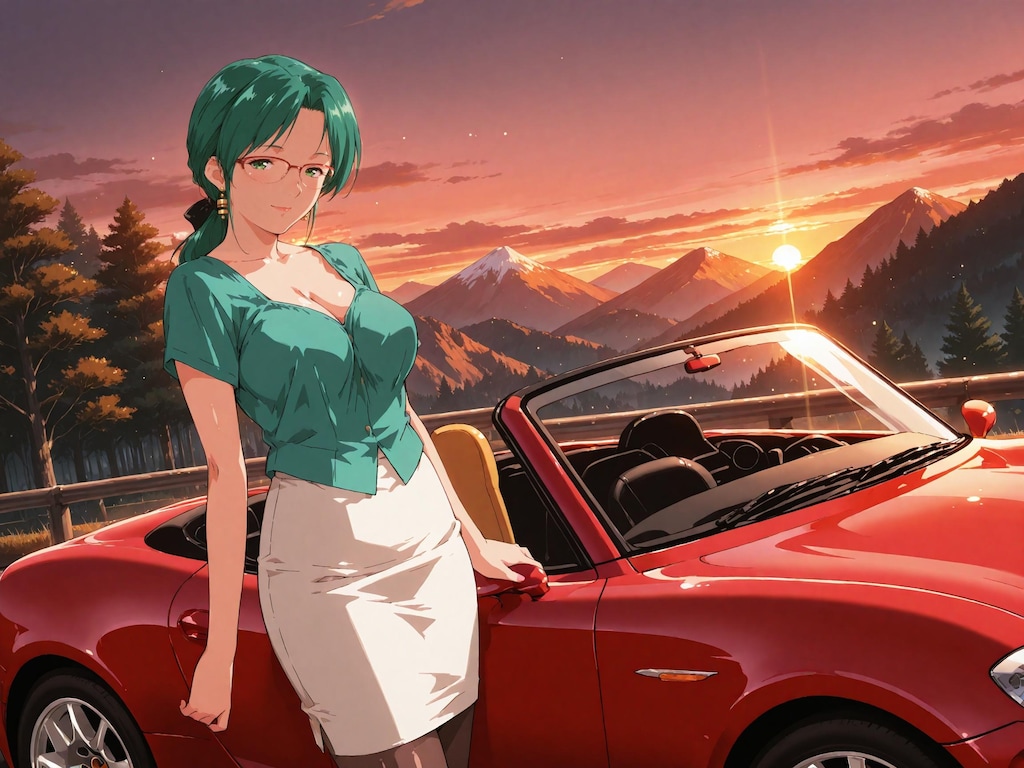 【スーパーリアル麻雀P7】蘭堂芹香：夕焼けと愛車と…