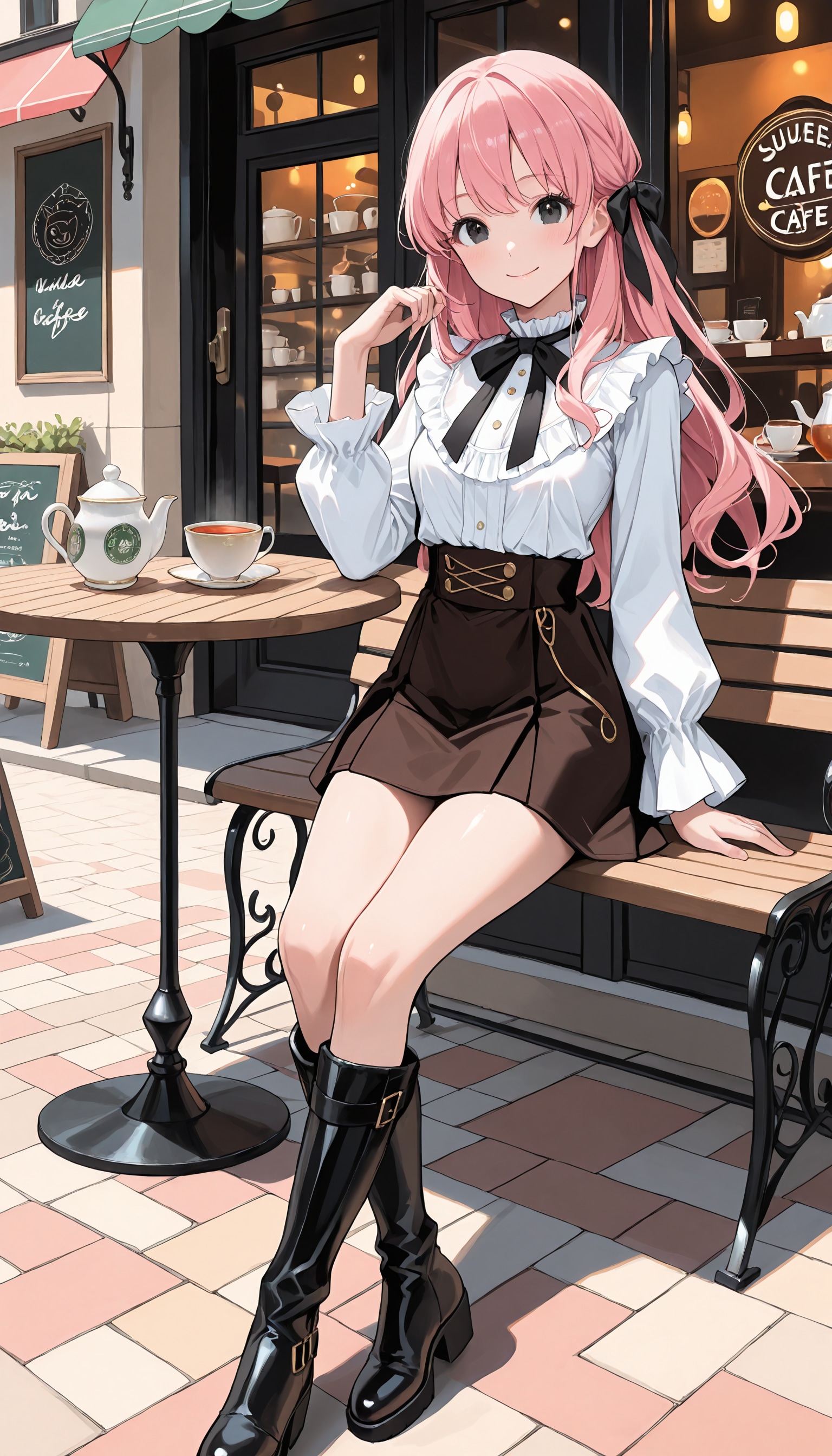 SDXL使ってみたんだもん 07《カフェテラスにて《SDXL FiaMix illustrious-XL1.90》 | の人気AIイラスト・グラビア