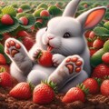 イチゴに夢中なウサギ 2枚目