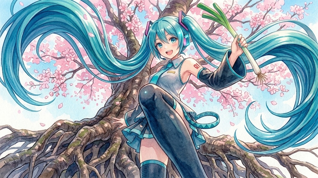 みどツイさん。長い髪ガーリー。3月9日 #ミクの日