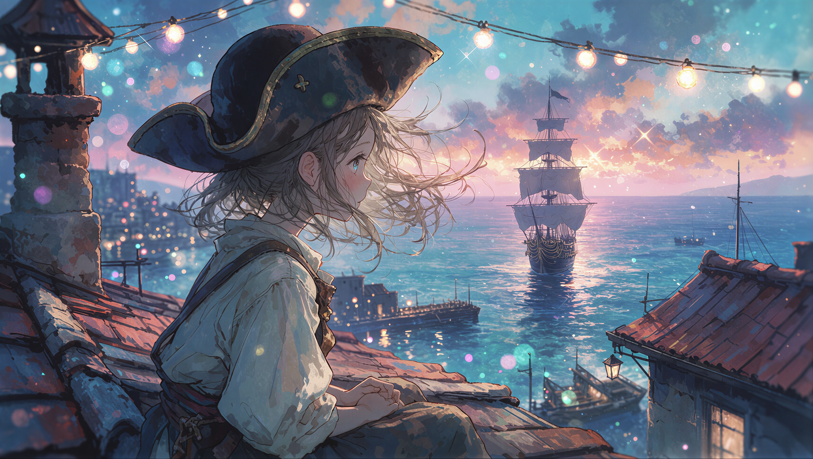 船を見つめる少女 2 | の人気AIイラスト・グラビア