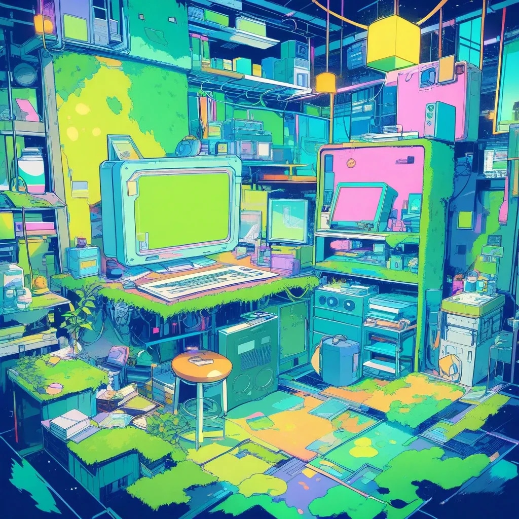 パソコンのある廃墟