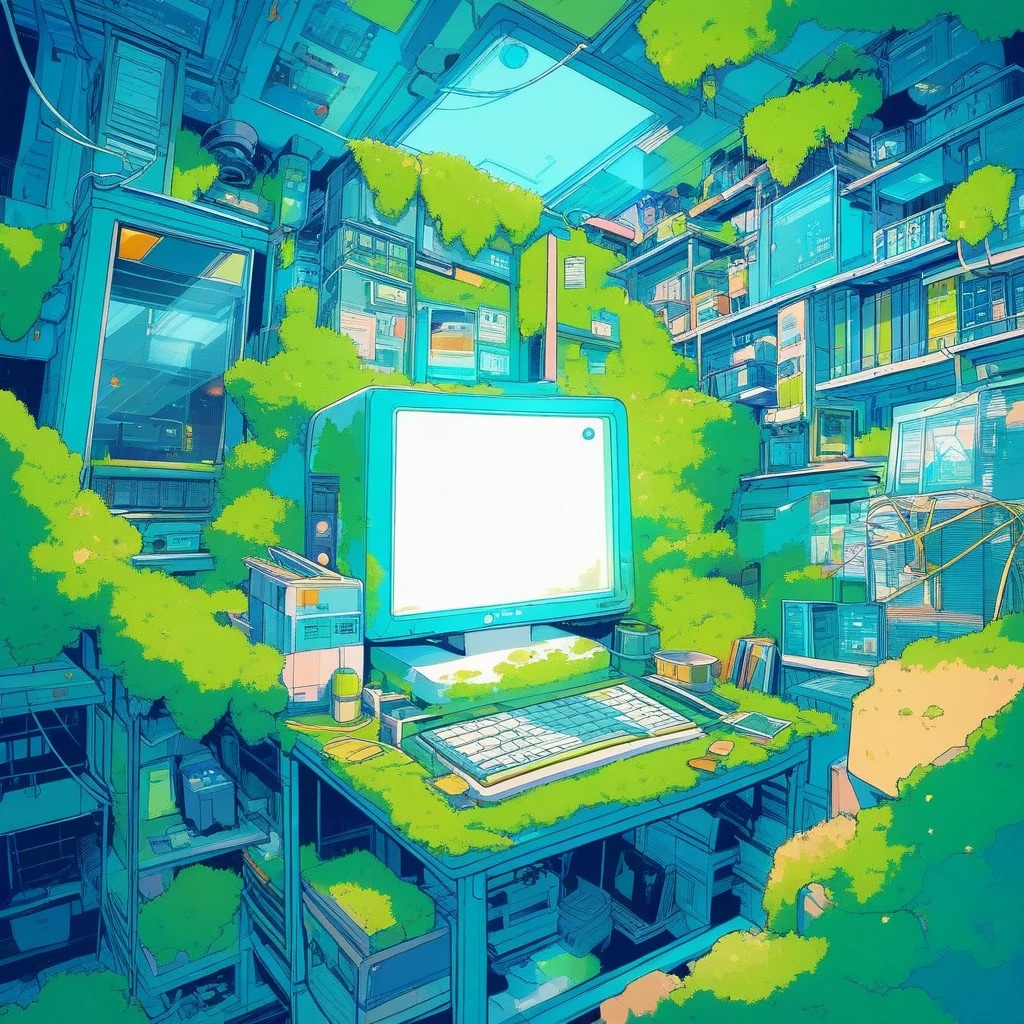 パソコンのある廃墟