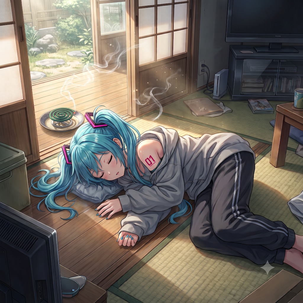 無防備に眠るミクさん
