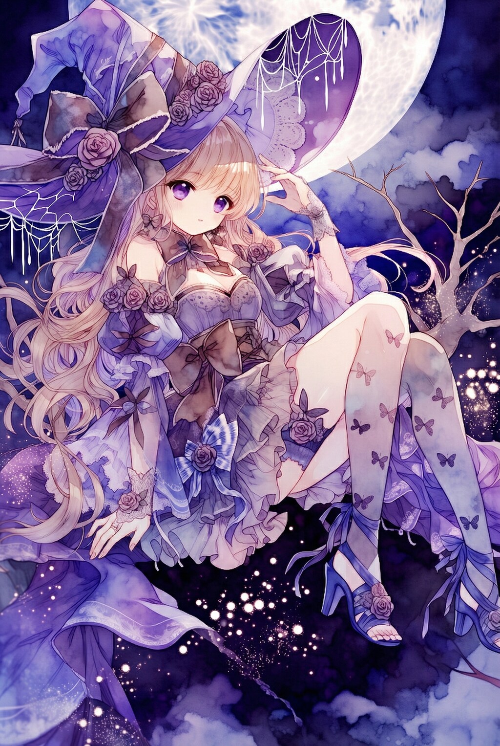 紫苑の蜘蛛華、月下に微笑む魔女