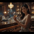 美女とバーカウンター 3枚目