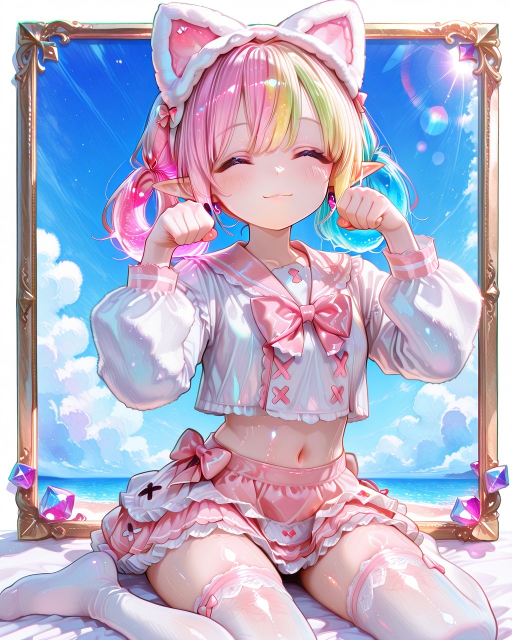 4枚）ビーチとセーラー服