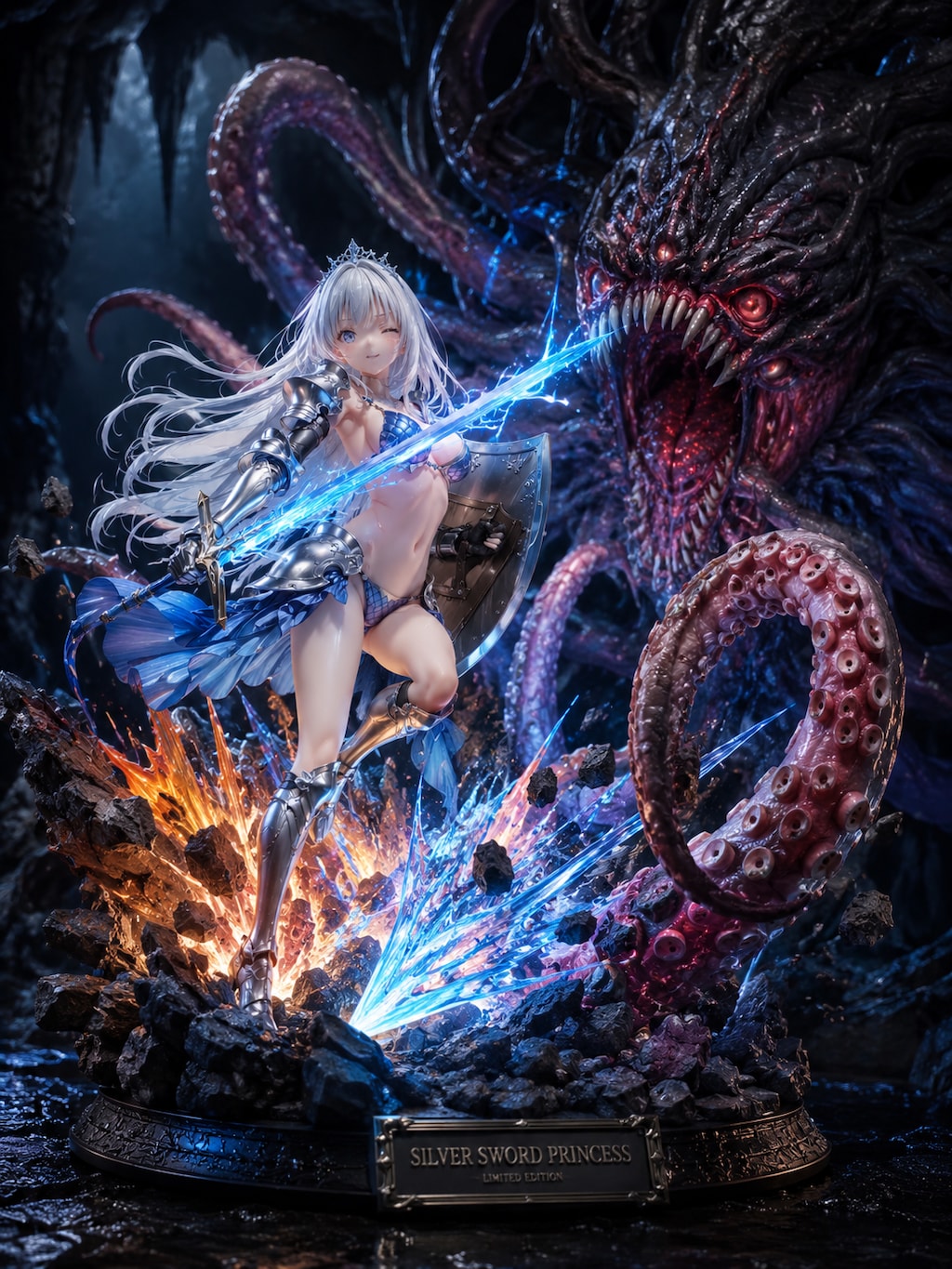 姫騎士フィギュアで戦闘シーン